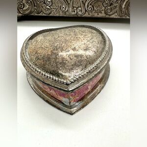 Vintage Silver Small Heart Jewelry Trinket Box